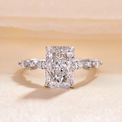 Sparkle Crushed Ice Radiant Cut Engagement Ring For Women In Sterling Silver-Maxinejewelry