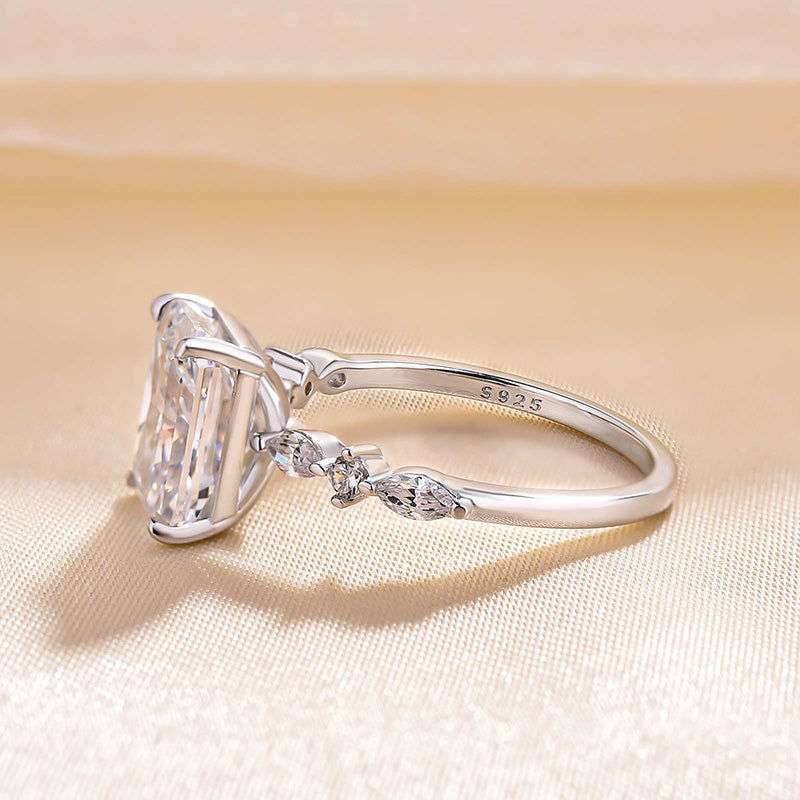 Sparkle Crushed Ice Radiant Cut Engagement Ring For Women In Sterling Silver-Maxinejewelry