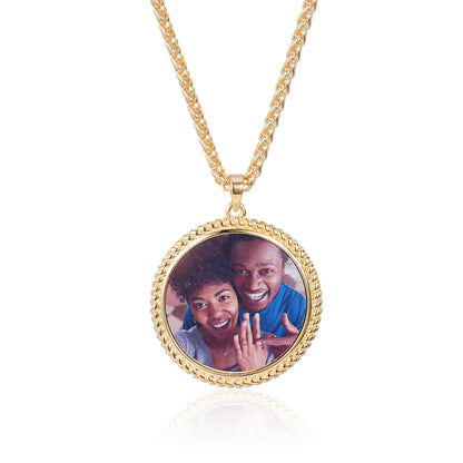 Photo Round Personalized Custom Hip Hop Necklace