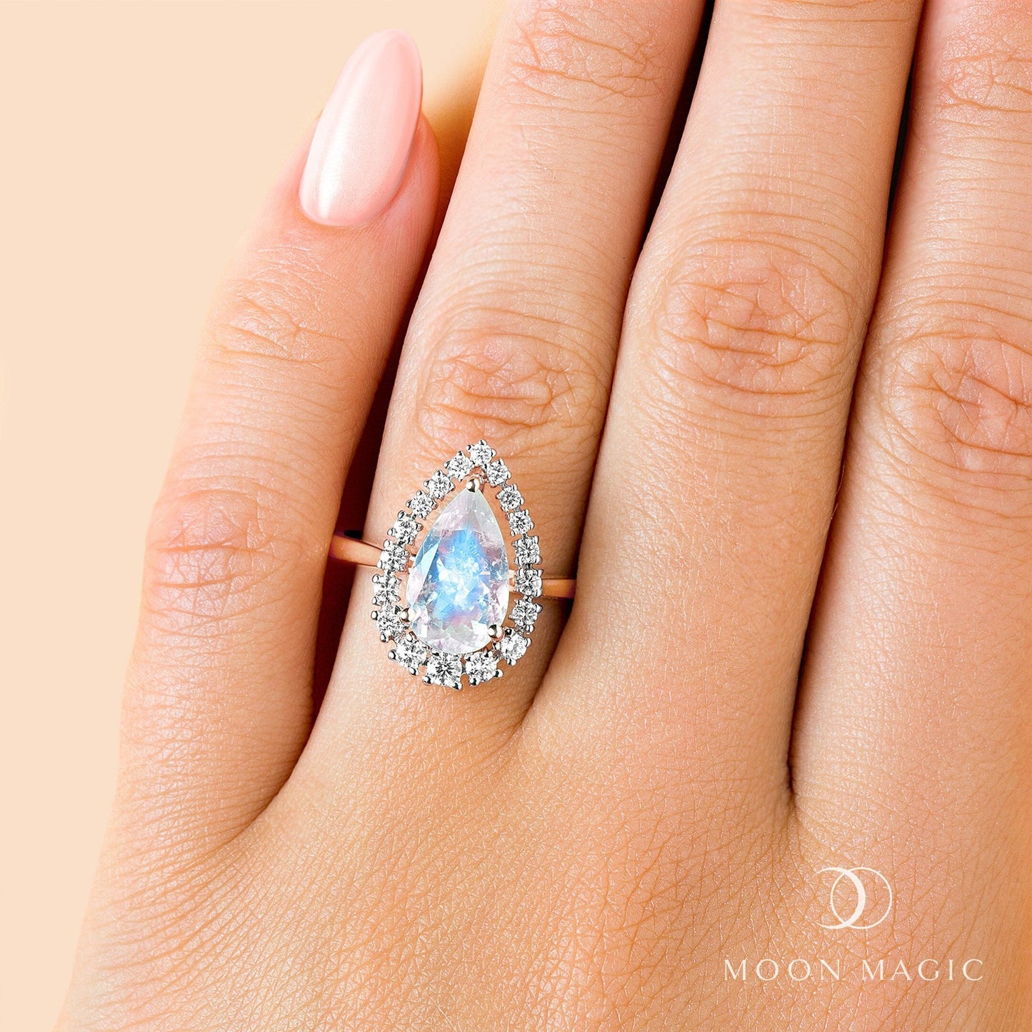 Moonstone Lab Diamond Ring - Caress