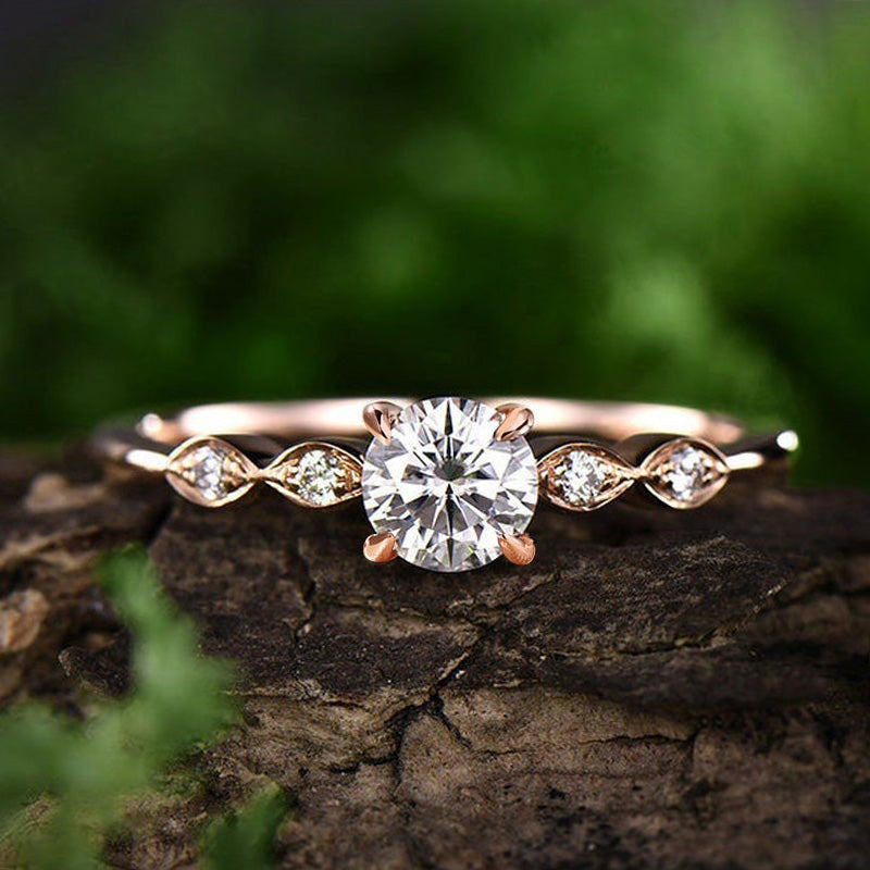 Maxine Rose Gold Round Cut Promise Ring