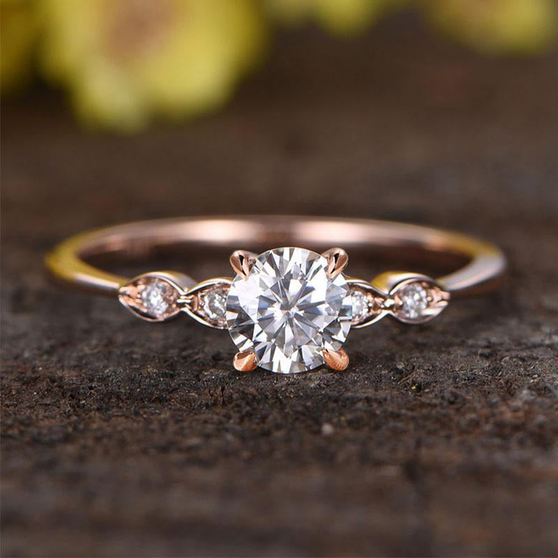 Maxine Rose Gold Round Cut Promise Ring