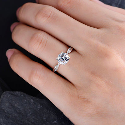 Twist 1.25 Carat Round Cut Promise Ring For Her In Sterling Silver