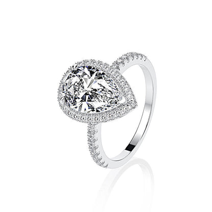 Classic 2.2 Carat Simulated Diamond Pear Cut Halo Engagement Ring for Her-Maxinejewelry