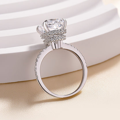 Classic 3.5 Carat Cushion Cut Women's Engagement Ring In Sterling Silver-Maxinejewelry