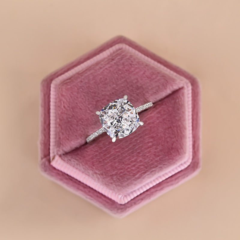 Classic 3.5 Carat Cushion Cut Women's Engagement Ring In Sterling Silver-Maxinejewelry