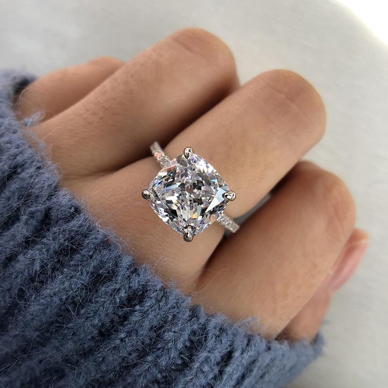 Classic 3.5 Carat Cushion Cut Women's Engagement Ring In Sterling Silver-Maxinejewelry