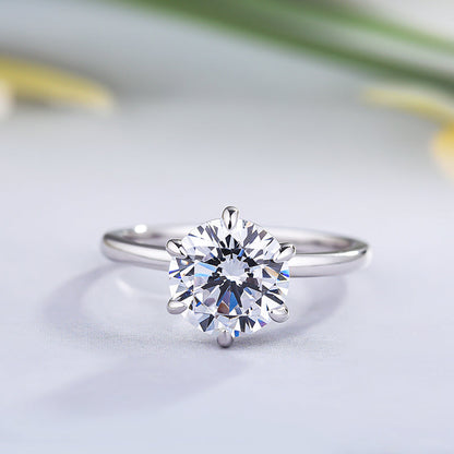 Classic Round Cut Solitaire Engagement Ring for Her In White Gold-Maxinejewelry