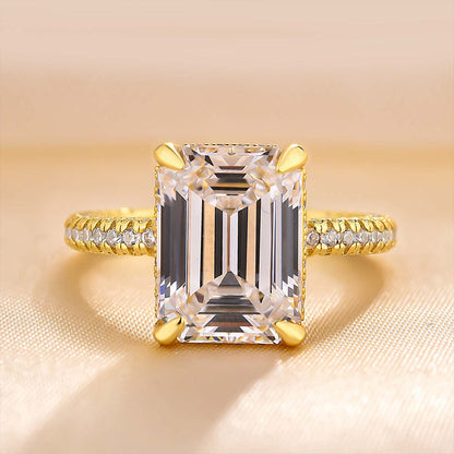 Gorgeous Emerald Cut Engagement Ring For Women In Sterling Silver-Maxinejewelry