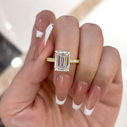 Gorgeous Emerald Cut Engagement Ring For Women In Sterling Silver-Maxinejewelry