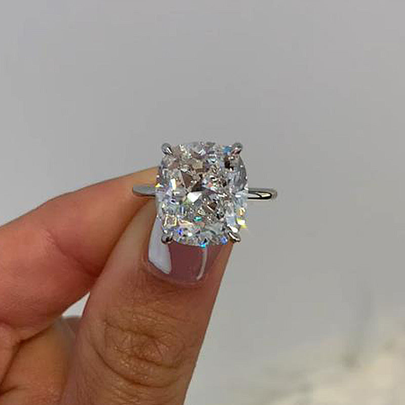 Sparkle Crushed Ice Cushion Cut Engagement Ring For Women In Sterling Silver