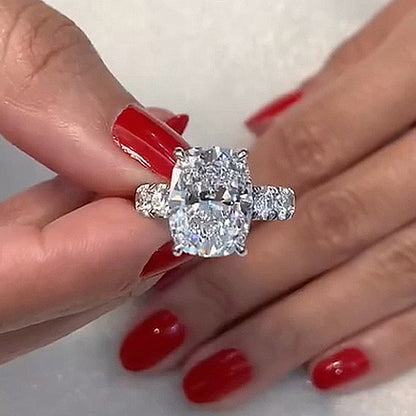 Gorgeous Elongated Crushed Ice Cushion Cut Engagement Ring