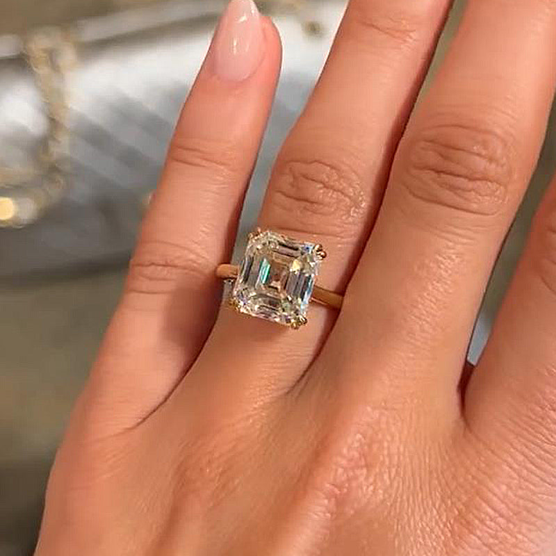 Exclusive Emerald Cut Engagement Ring For Women In Sterling Silver-Maxinejewelry