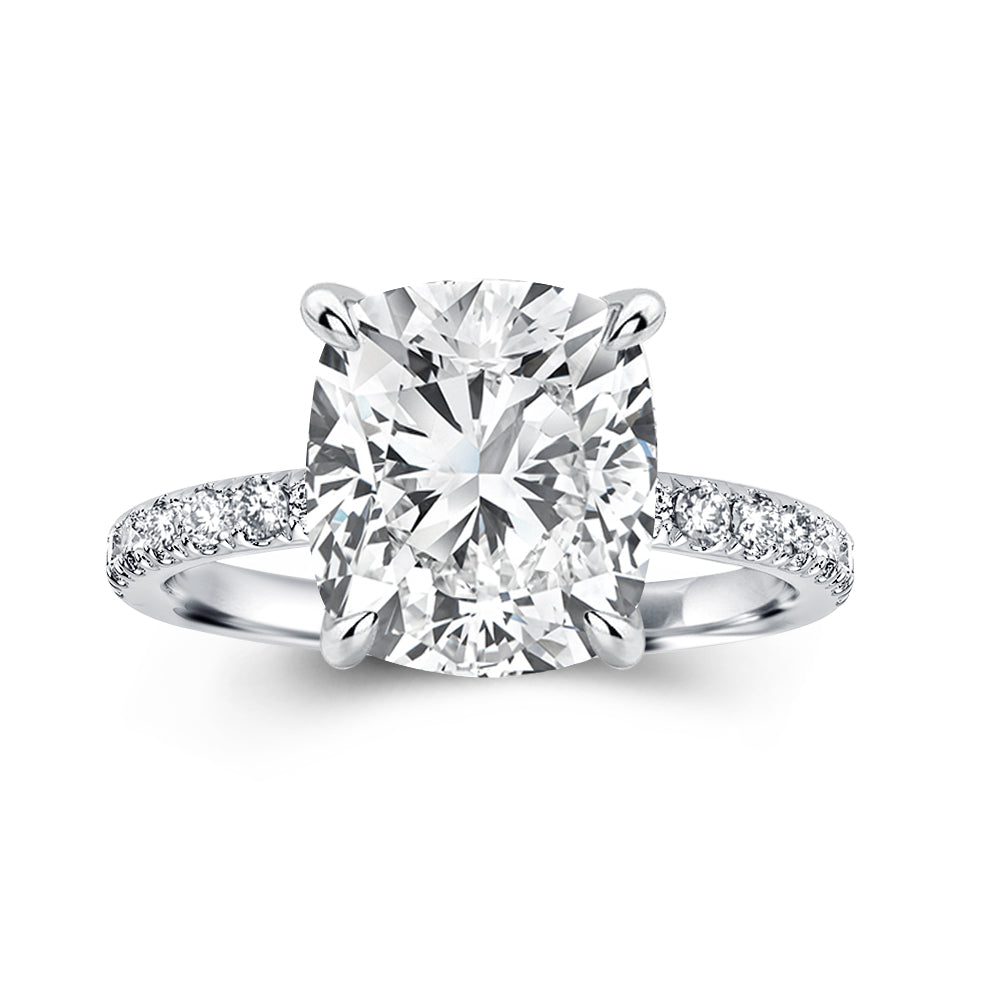 3.0 Carat Cushion Cut White Sapphire Women's Engagement Ring In Sterling Silver-Maxinejewelry