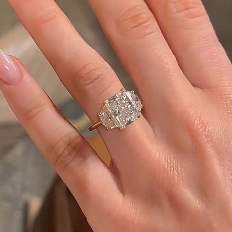 Noble Radiant Cut Three Stone Engagement Ring