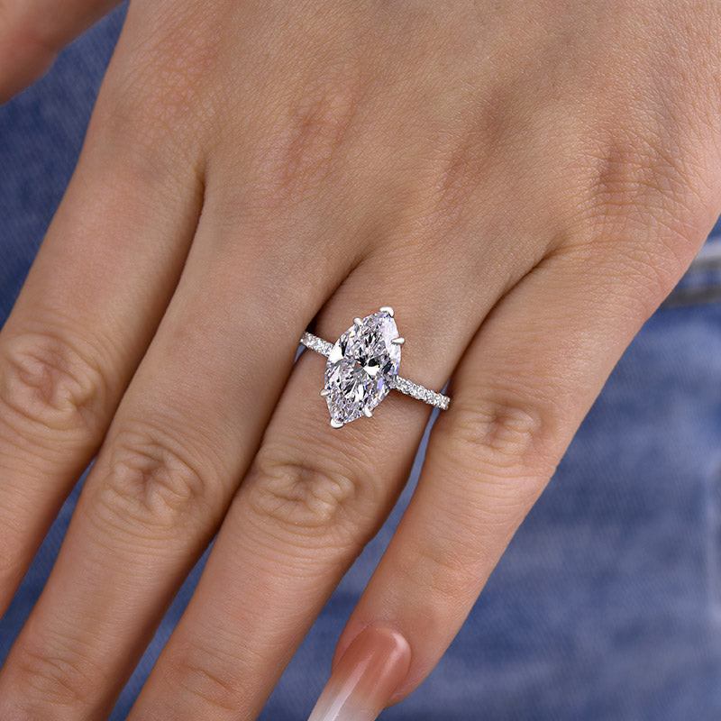 Exclusive Marquise Cut Insert Engagement Ring In Sterling Silver