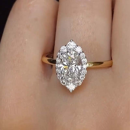 Exclusive Two-Tone Halo Oval Cut Engagement Ring