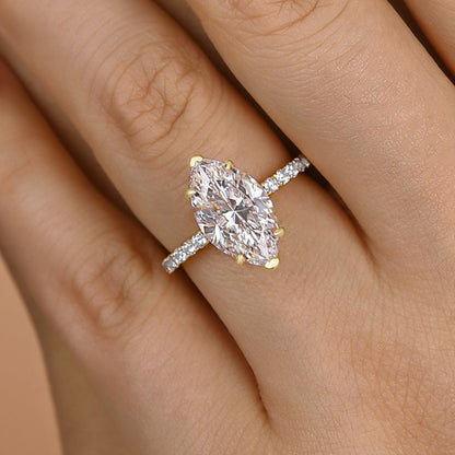 Exclusive Marquise Cut Engagement Ring In Sterling Silver