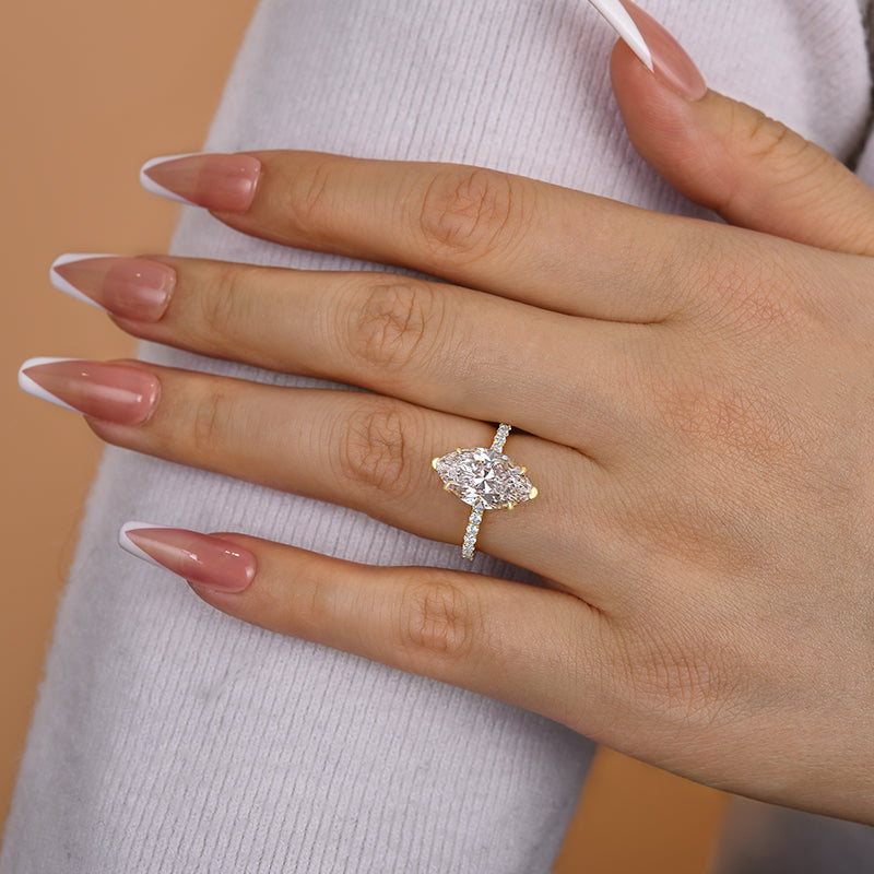 Exclusive Marquise Cut Engagement Ring In Sterling Silver