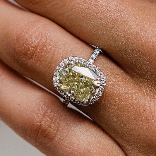 Maxine Noble Halo Cushion Cut Yellow Stone Engagement Ring