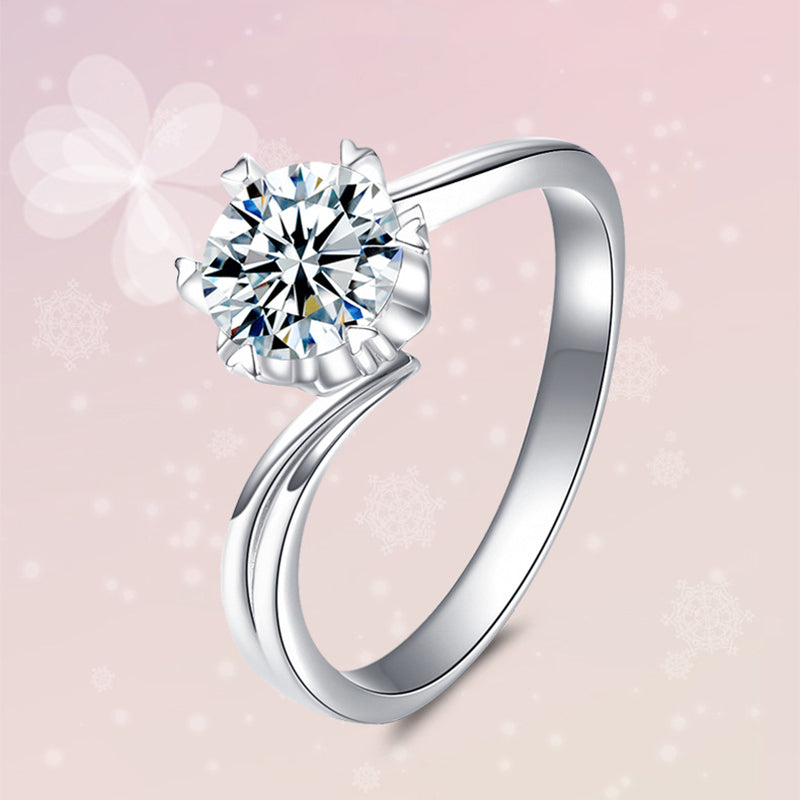 Excellent Twist Round Cut Moissanite Engagement Ring