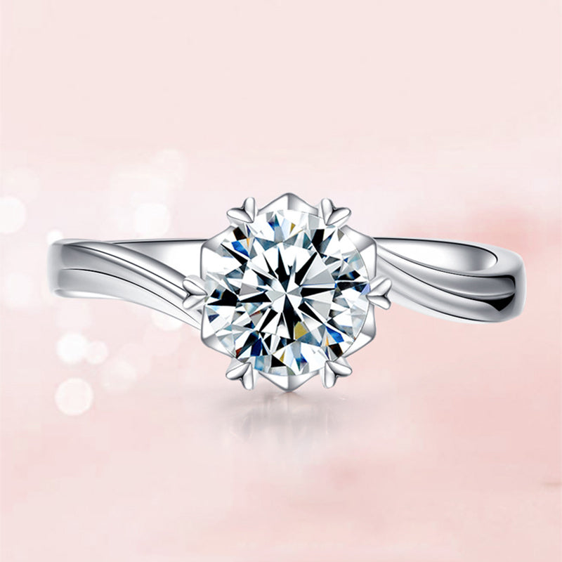 Excellent Twist Round Cut Moissanite Engagement Ring