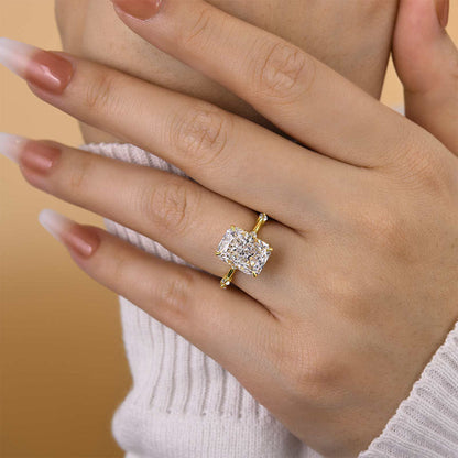 Exclusive Crushed Ice Radiant Cut Sona Simulated Diamond Engagement Ring