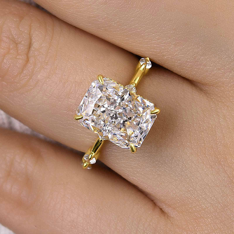 Exclusive Crushed Ice Radiant Cut Sona Simulated Diamond Engagement Ring