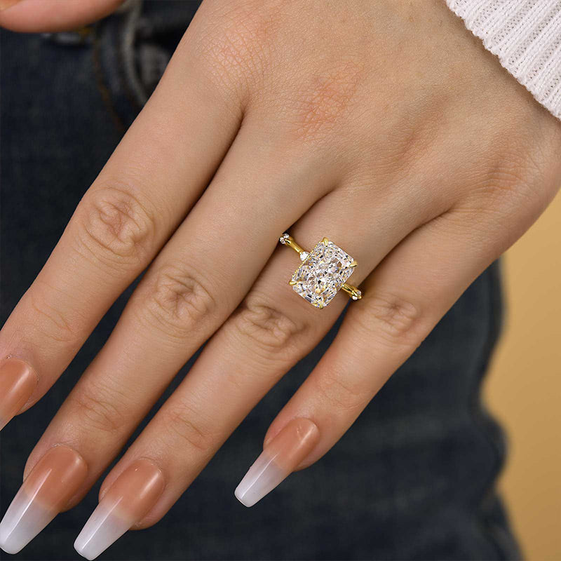 Exclusive Crushed Ice Radiant Cut Sona Simulated Diamond Engagement Ring