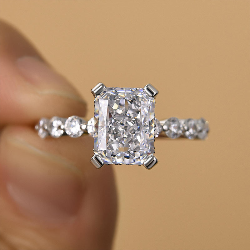 Maxine Vintage Crushed Ice Radiant Cut Engagement Ring