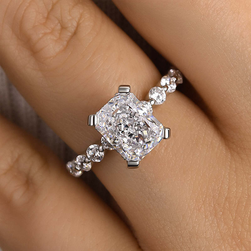 Maxine Vintage Crushed Ice Radiant Cut Engagement Ring