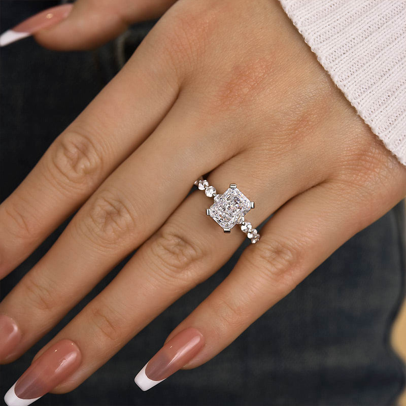 Maxine Vintage Crushed Ice Radiant Cut Engagement Ring