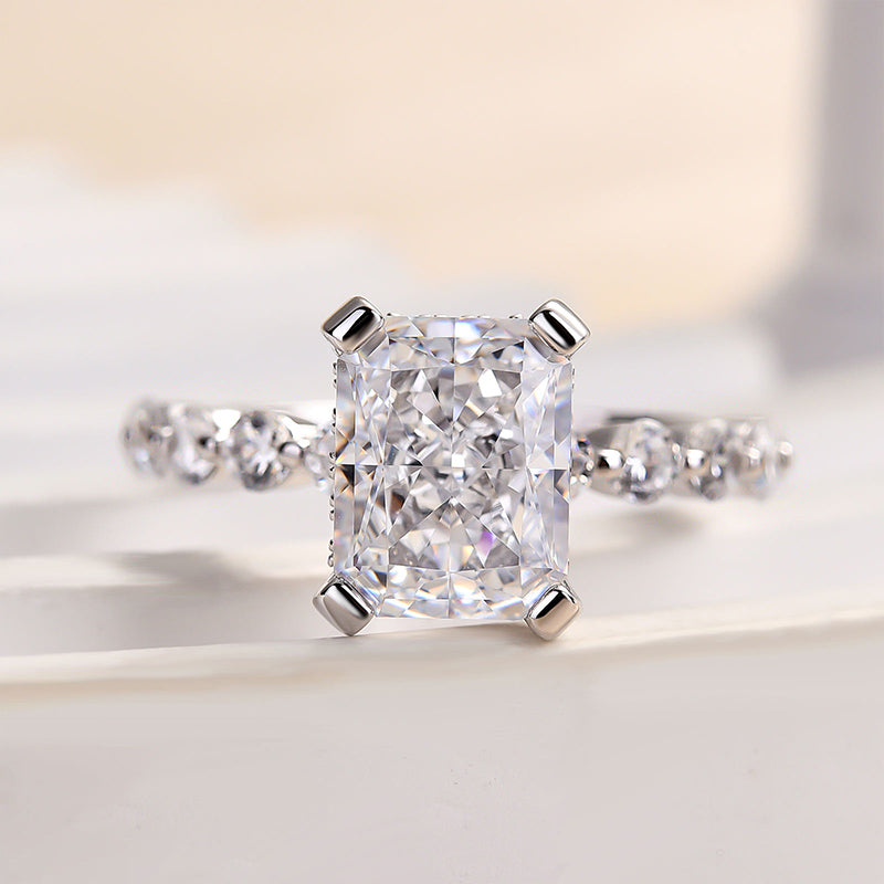 Maxine Vintage Crushed Ice Radiant Cut Engagement Ring