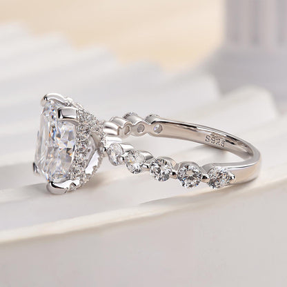 Maxine Vintage Crushed Ice Radiant Cut Engagement Ring