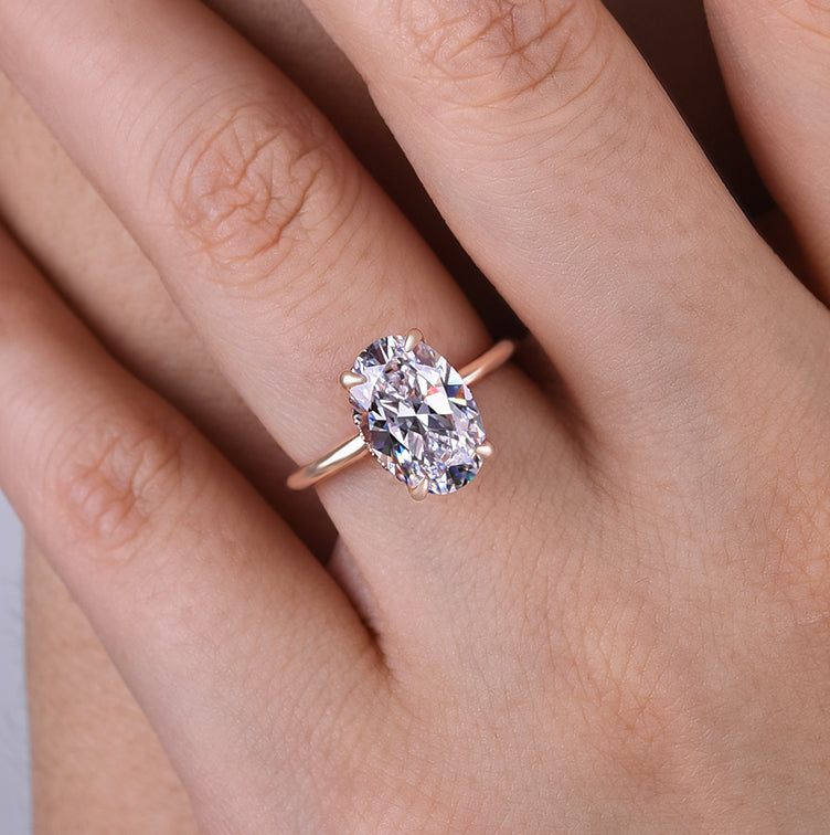 Classic Oval Cut Sona Simulated Diamond Engagement Ring In Sterling Silver-Maxinejewelry