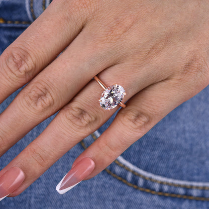 Classic Oval Cut Sona Simulated Diamond Engagement Ring In Sterling Silver-Maxinejewelry