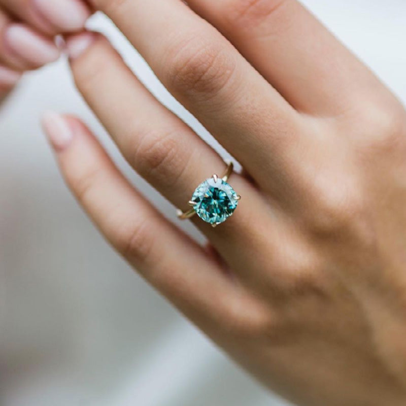 Lovely 3.5 Carat Cushion Cut Paraiba Tourmaline Engagement Ring for Women In Sterling Silver-Maxinejewelry