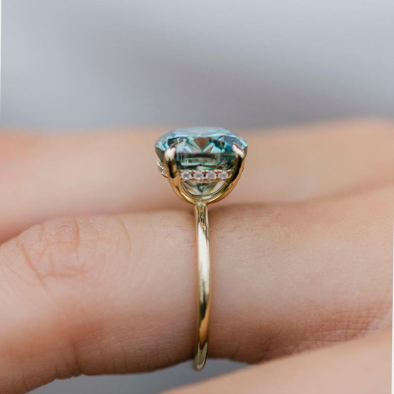 Lovely 3.5 Carat Cushion Cut Paraiba Tourmaline Engagement Ring for Women In Sterling Silver-Maxinejewelry