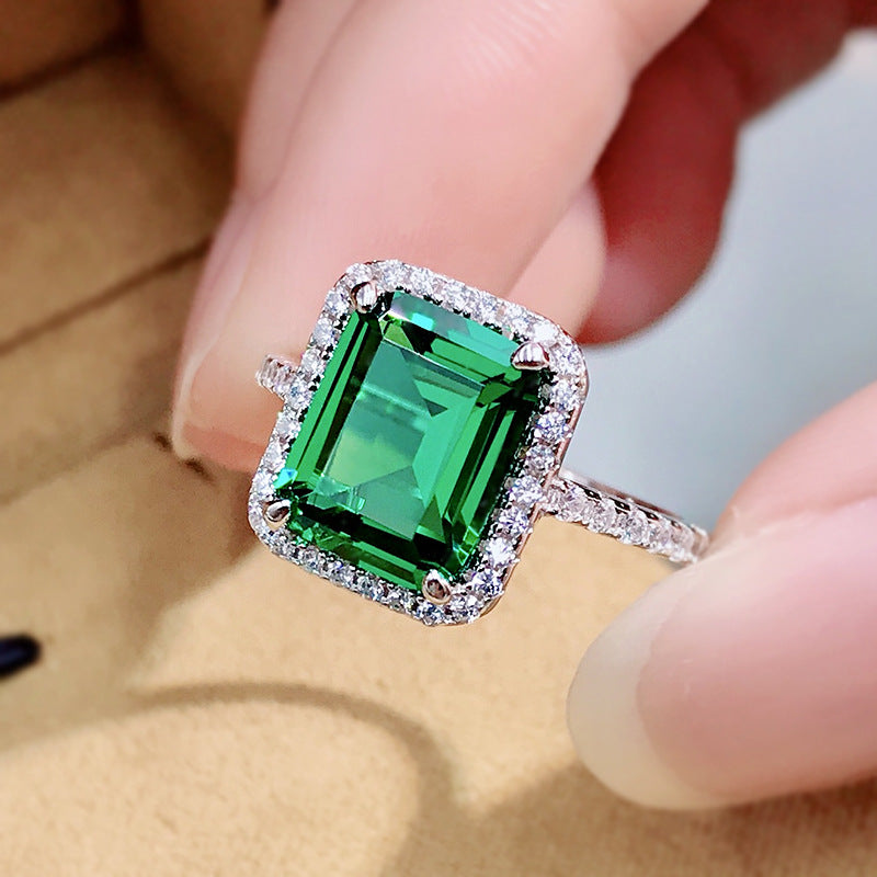 Amazing 3.5 Carat Emerald Cut Halo Engagement Ring In Sterling Silver-Maxinejewelry