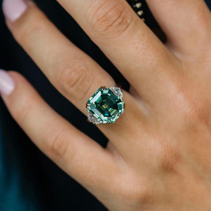 4.5 Carat Paraiba Tourmaline Asscher Cut Three Stone Women's Engagement Ring In Sterling Silver-Maxinejewelry