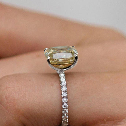 3.0 Carat Cushion Cut Yellow Sapphire Women's Engagement Ring In Sterling Silver-Maxinejewelry