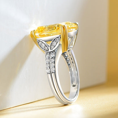 Stunning Cushion Cut Yellow Sapphire Engagement Ring In Sterling Silver