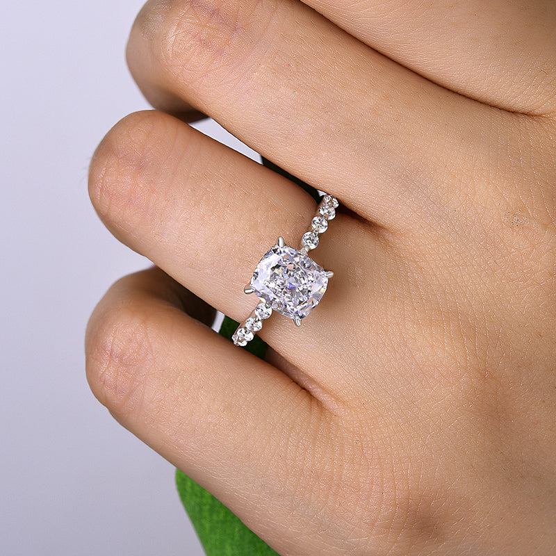 Exquisite 2.0 Carat Cushion Cut Engagement Ring In Sterling Silver-Maxinejewelry