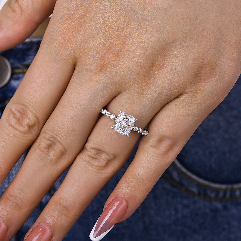 Exquisite 2.0 Carat Cushion Cut Engagement Ring In Sterling Silver-Maxinejewelry