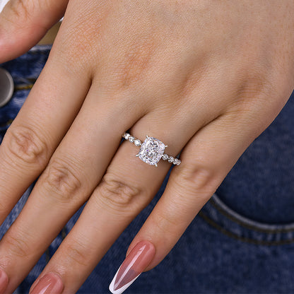 Exquisite 2.0 Carat Cushion Cut Engagement Ring In Sterling Silver-Maxinejewelry