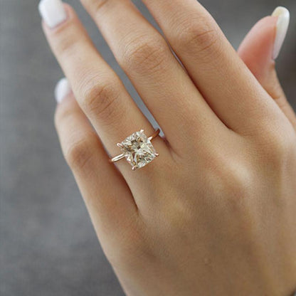 Elegant 3.0 Carat Cushion Cut Champagne Engagement Ring for Women In Sterling Silver-Maxinejewelry