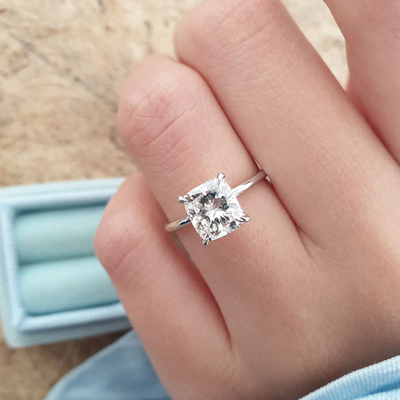 Elegant 3.0 Carat Cushion Cut Engagement Ring for Women In Sterling Silver-Maxinejewelry