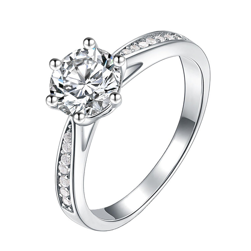 2.0 Carat Round Cut Moissanite Engagement Ring For Women In Sterling Silver-Maxinejewelry