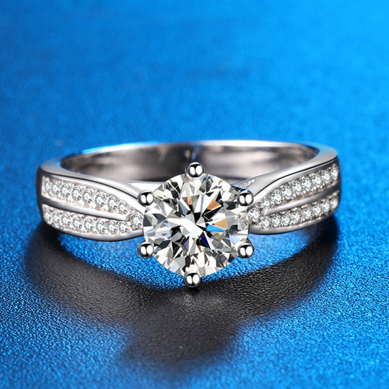 Starlight Moissanite 1.0 Carat Simulation Diamond Engagement Ring-Maxinejewelry