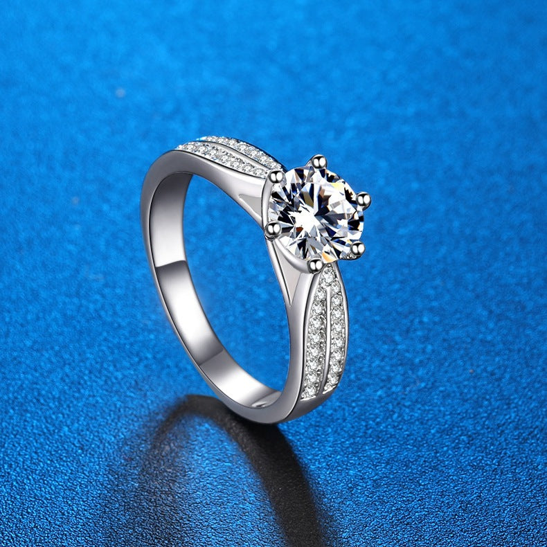 Starlight Moissanite 1.0 Carat Simulation Diamond Engagement Ring-Maxinejewelry